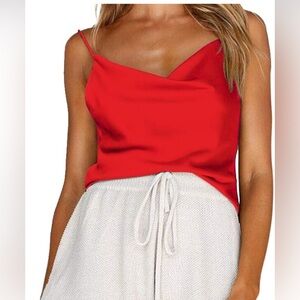 Elegant Satin Red Women's Top